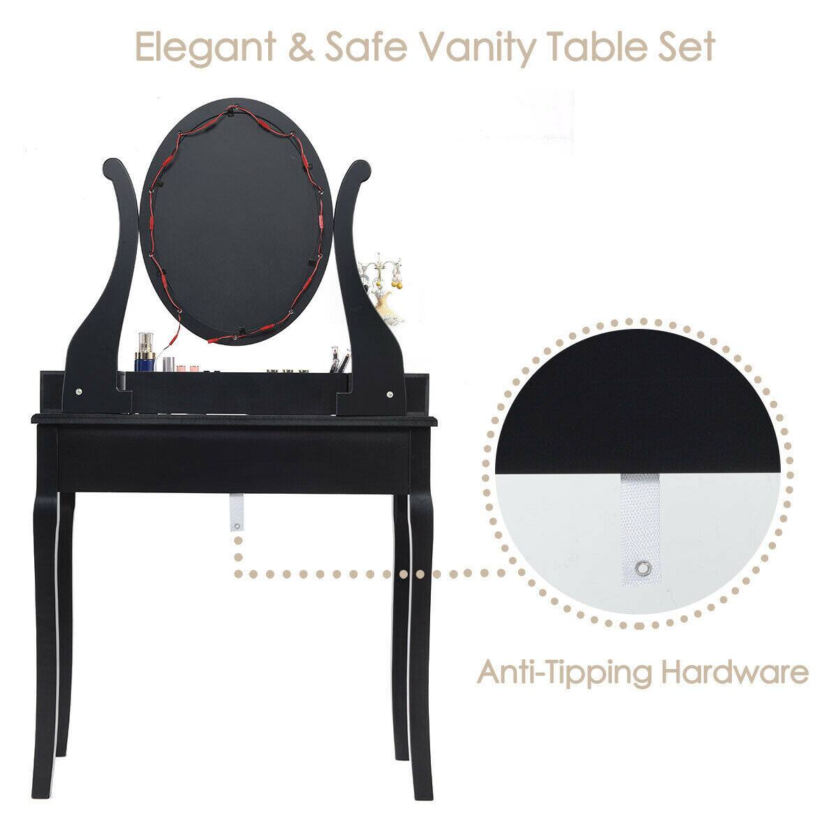 Elegant & Safe Vanity Table Set

Anti-Tipping Hardware
