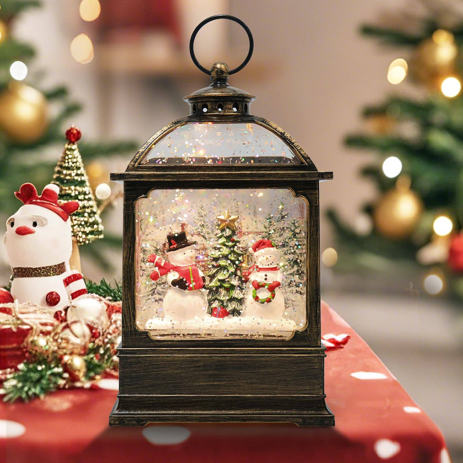 Alt View 5. Refined Abode Design - Christmas Snow Globe Lantern Snowmen usic Songs Timer Water Usb Operated Festival Decorations Gifts two - MULTI.
