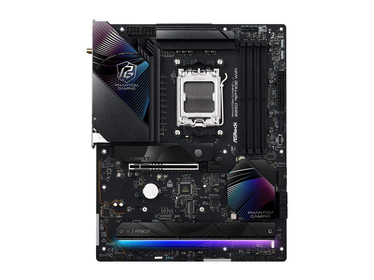 UNBEATABLE - 51 PHANTOM GAMING  
ASRock B850M Riptide Phantom OS88  
M.2 Armor  
RoHS CE