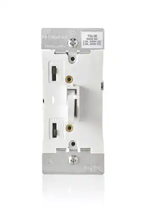 TOP LEVITON 120VAC 80FIZ TSL06 600W INC 2.5A, 300W LED 2.5A, 300W CFL MODE A B LOG OFF ON CR J CU X C CO M
