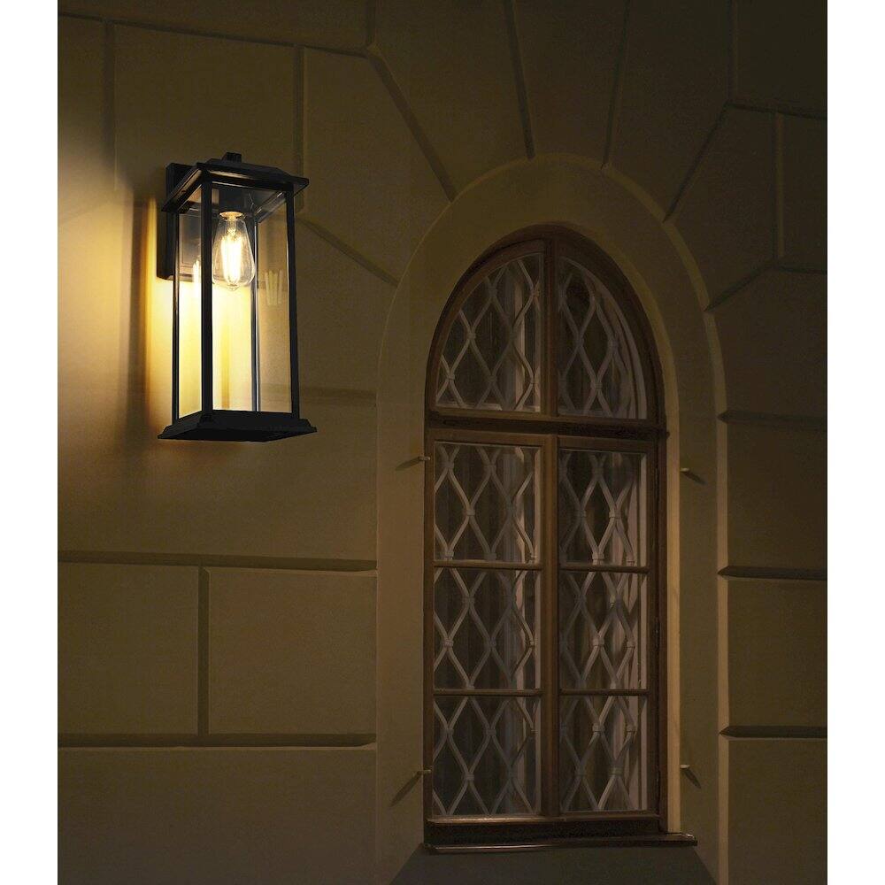 Alt View 4. Elegant Lighting - Araceli 17 inch Outdoor Wall sconce in Black - Black And Clear.