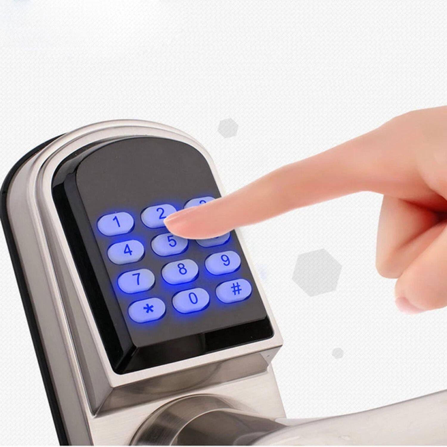 Left. Home Collection - Electronic Smart Keyless Keypad Door Lock – Digital Password Entry Knob with Auto-Lock & Emergency Key Override.