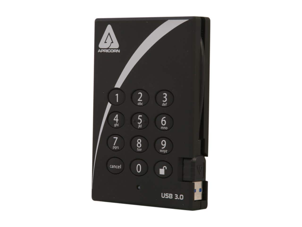 Apricorn - 500GB Aegis Padlock External Hard Drive with 256-bit AES Encryption USB 3.0 Model A25-3PL256-500 - Black