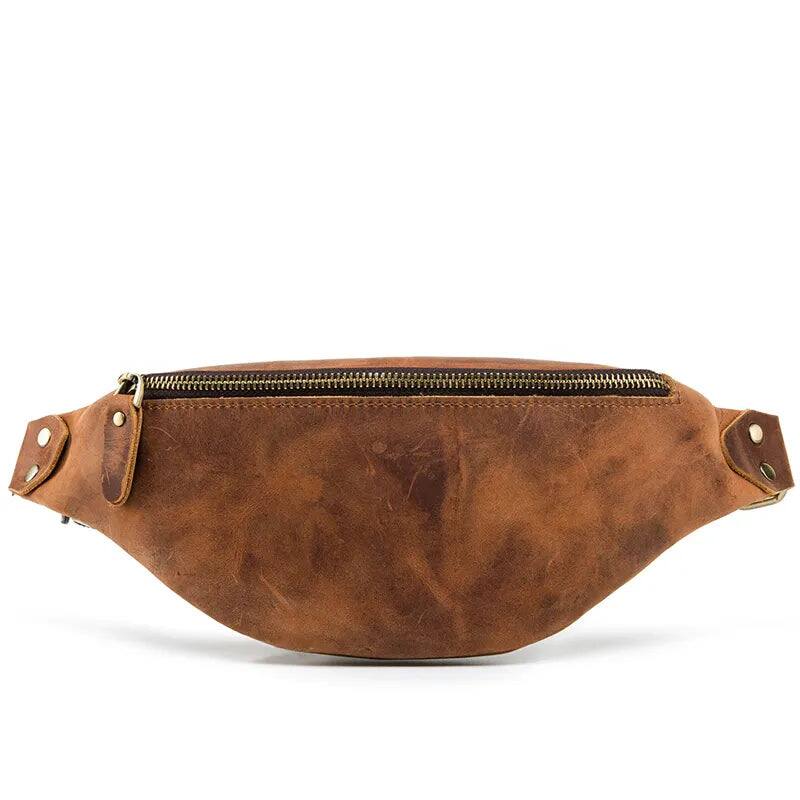Alt View 1. Steel Horse Leather - Wagner Leather Waist Bag | Full Grain Leather Fanny Pack - Brown.