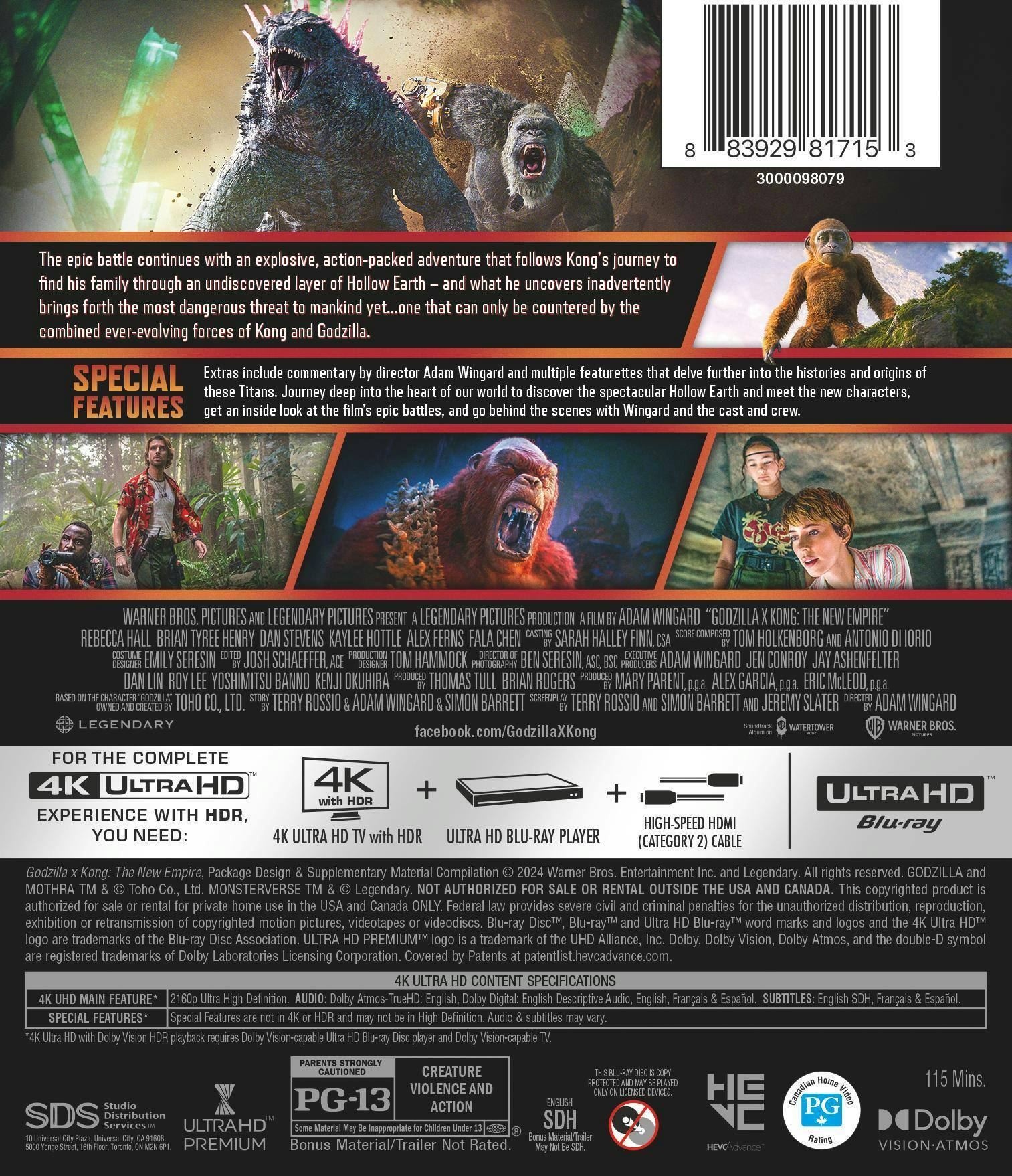 Back. Godzilla x Kong: The New Empire (4K Ultra HD) [UHD].