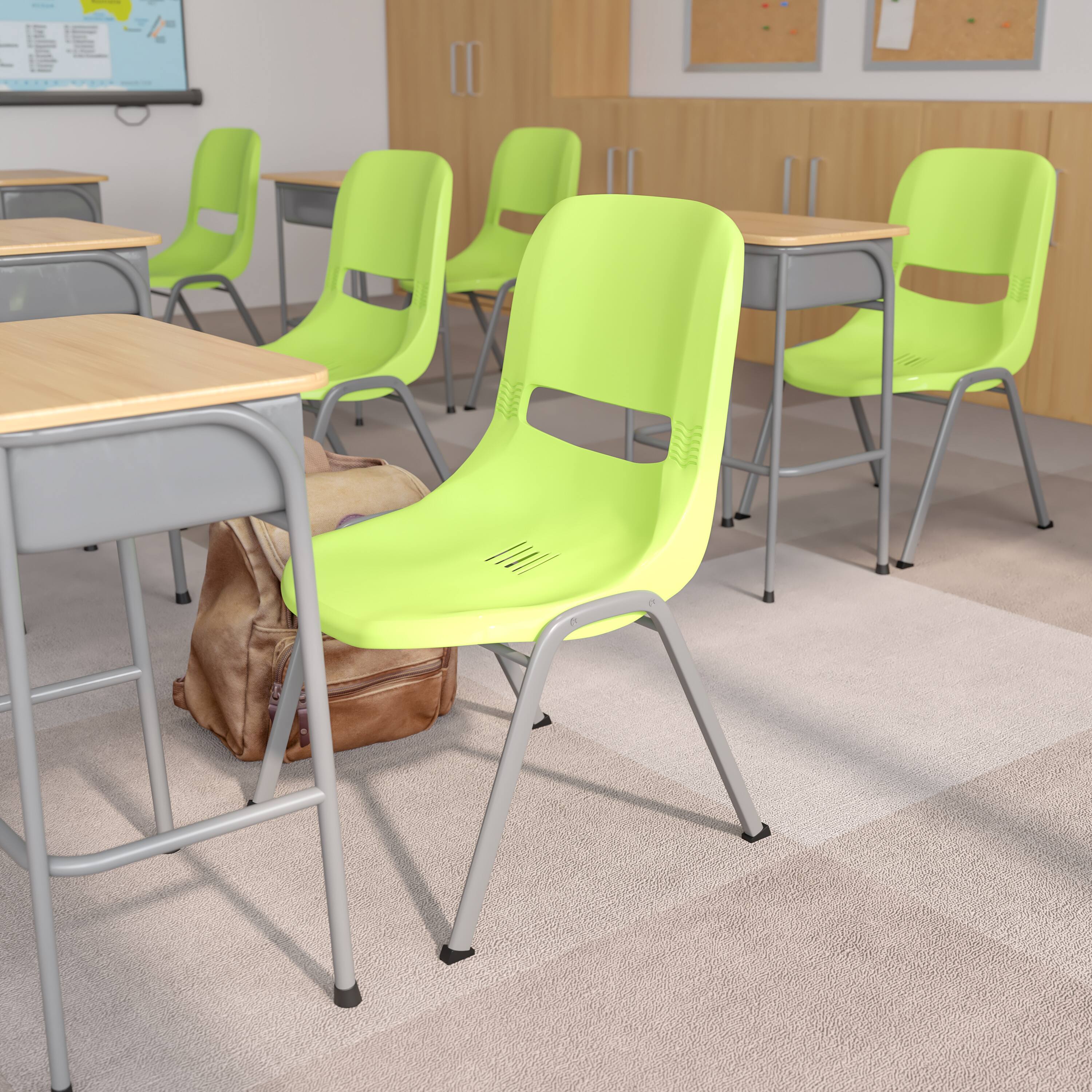 Alt View 1. Emma + Oliver - Ergonomic Shell Student Stack Chair - Classroom Chair / Office Guest Chair - Green.