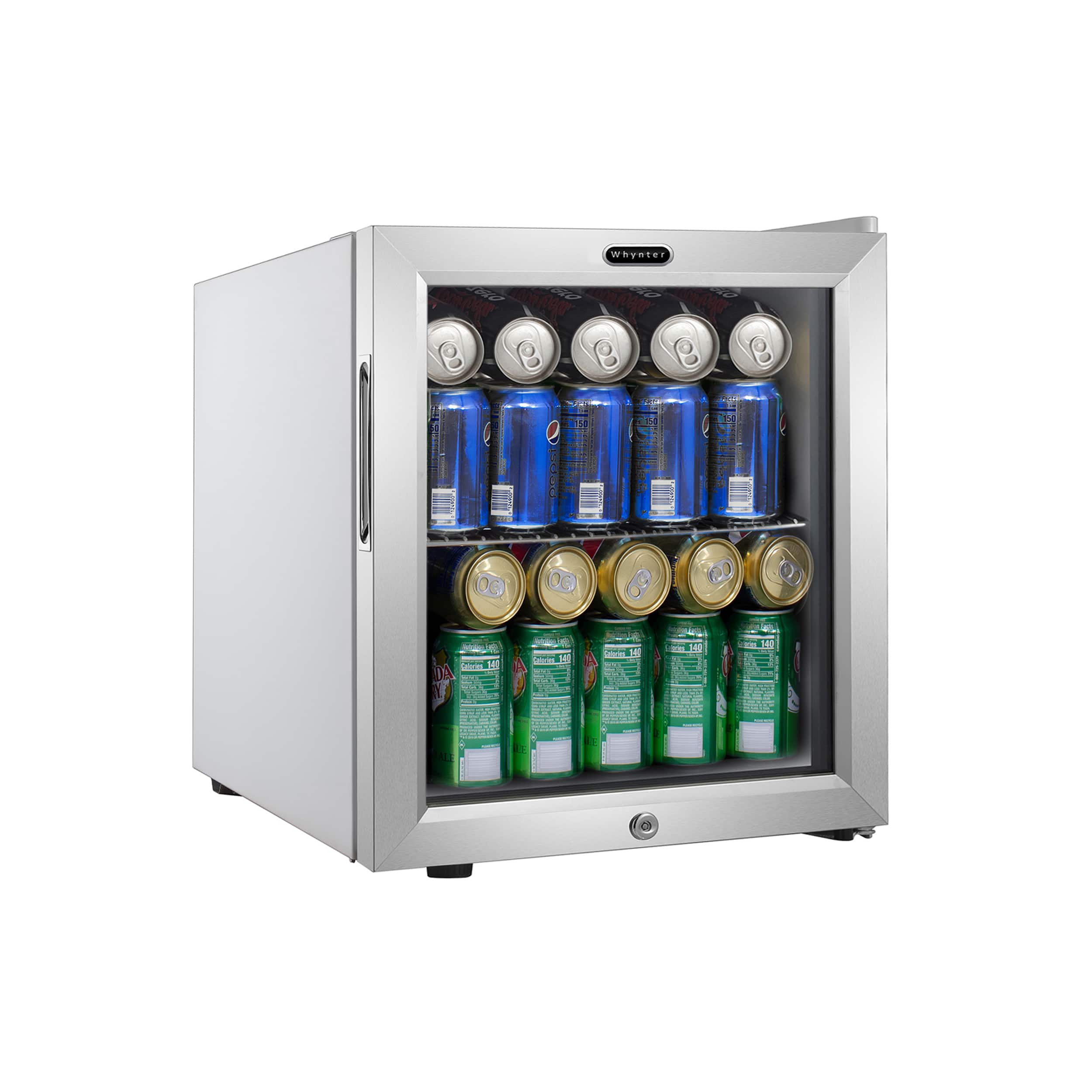 Whynter - 62-Can Beverage Refrigerator With Lock - Silver - Front_Zoom
