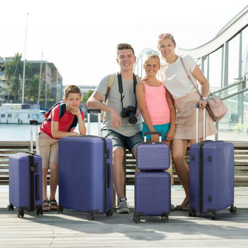 Alt View 7. Winado - 12"/16"/20"/24"/28" Carry on 5 Piece PP Hardside Luggage Suitcase Set with Built-in Lock Spinner Wheels Travel Business - Navy Blue.