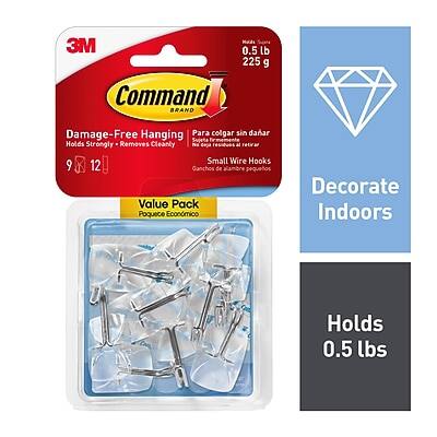 3M Command Brand  
Damage-Free Hanging  
Holds Strongly - Removes Cleanly  
0.5 lb / 225 g  
Small Wire Hooks  
9 + 12  
Value Pack  
Para colgar sin dañar  
Sujeta firmemente  
Se limpia al retirar  
Ganchos de alambre pequeños  
Decorate Indoors  
Holds 0.5 lbs