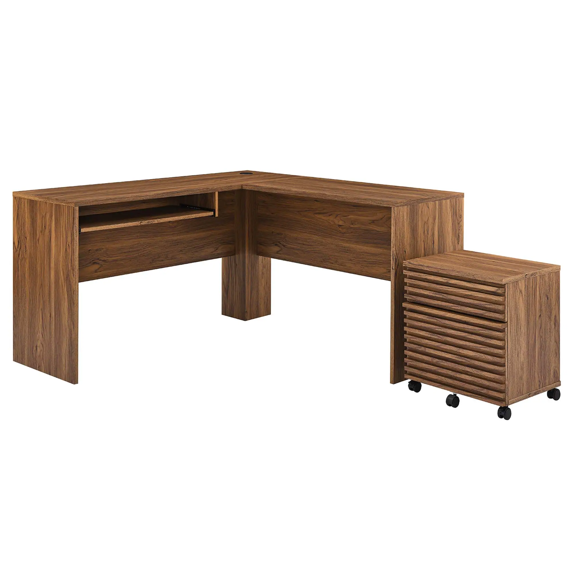Angle. Modway - Render Wood Desk and File Cabinet Set by Modway - Walnut.