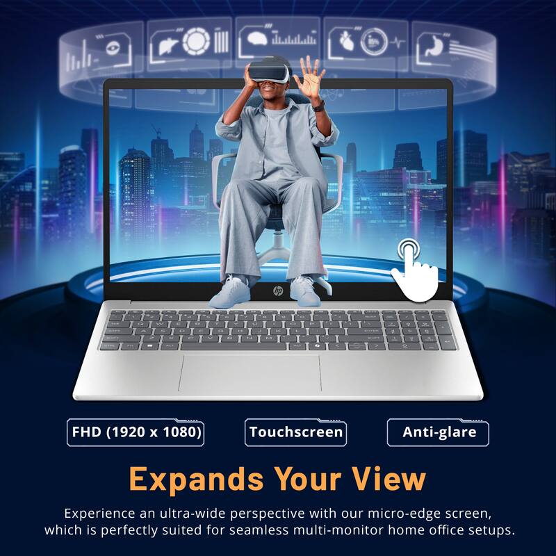 FHD (1920 x 1080) Touchscreen Anti-glare Expands Your View Experience an ultra-wide perspective with our micro-edge screen, which is perfectly suited for seamless multi-monitor home office setups.