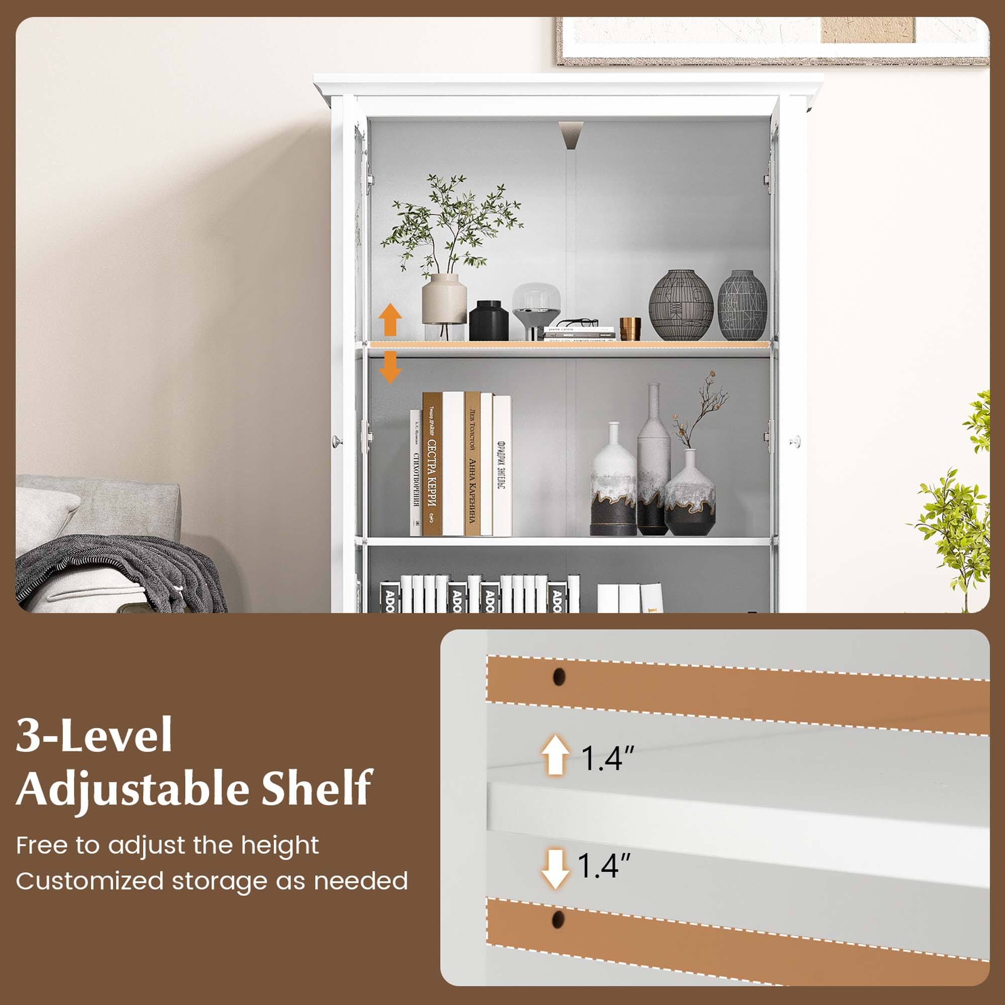 A 3-Level Adjustable Shelf that is free to adjust the height and provides customized storage as needed.