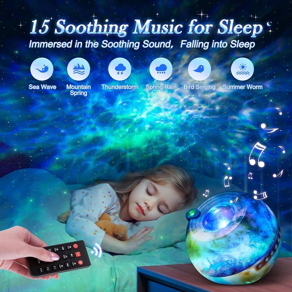 15 Soothing Music for Sleep  
Immersed in the Soothing Sound, Falling into Sleep  

Sea Wave  
Mountain Spring  
Thunderstorm  
Spring Rain  
Bird Singing  
Summer Worm