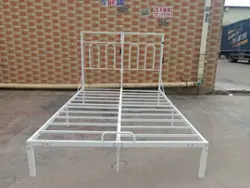 Pinmoco - Queen Bed Frame with LED Storage Headboard & Charging Station - Metal Platform Bed - White - Front_Zoom