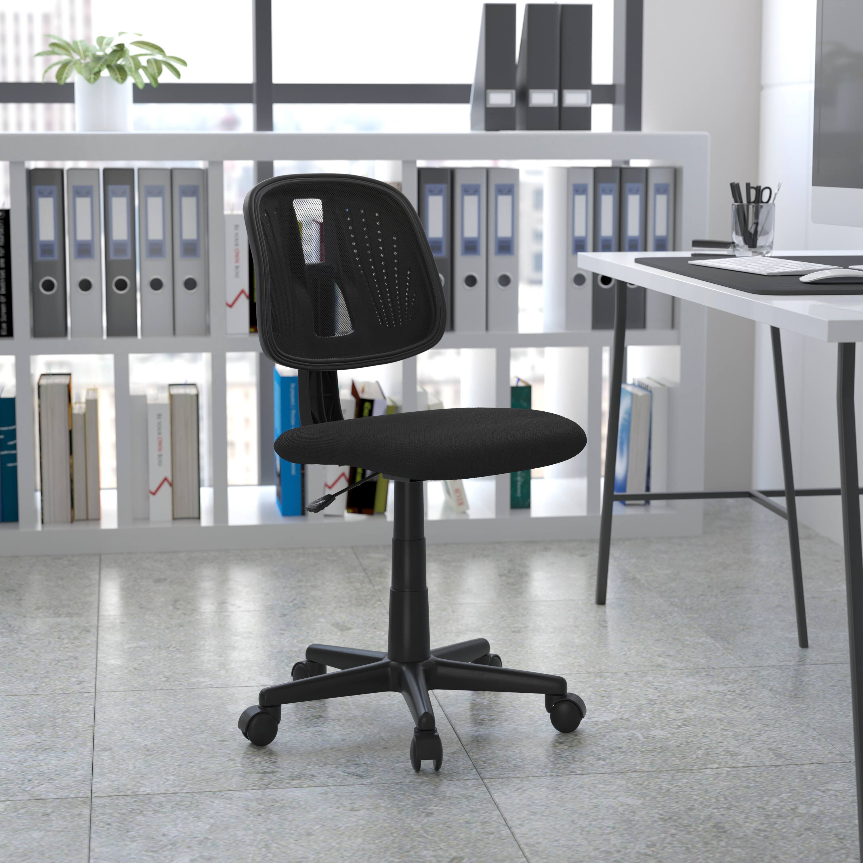Alt View 1. Emma + Oliver - Mid-Back Mesh Swivel Task Office Chair with Pivot Back - Black.