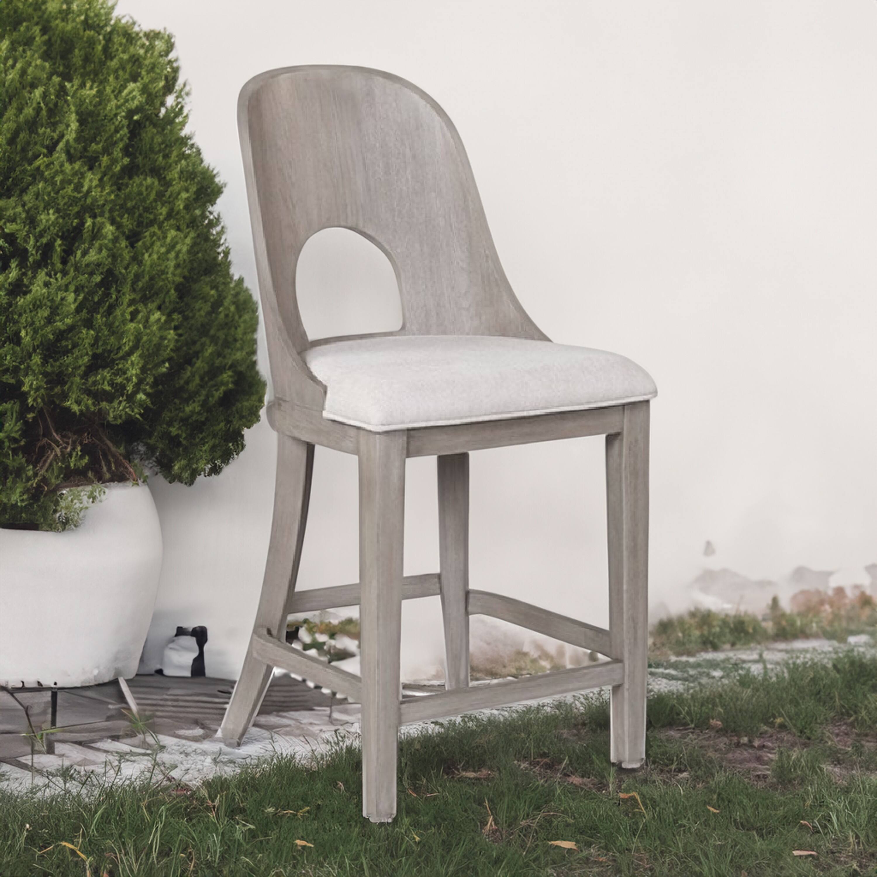 Alt View 5. Manhattan Lane - Zoko Counter Height Chair Set of 2, Curved Cut Out Back - White Wash Oak, White.