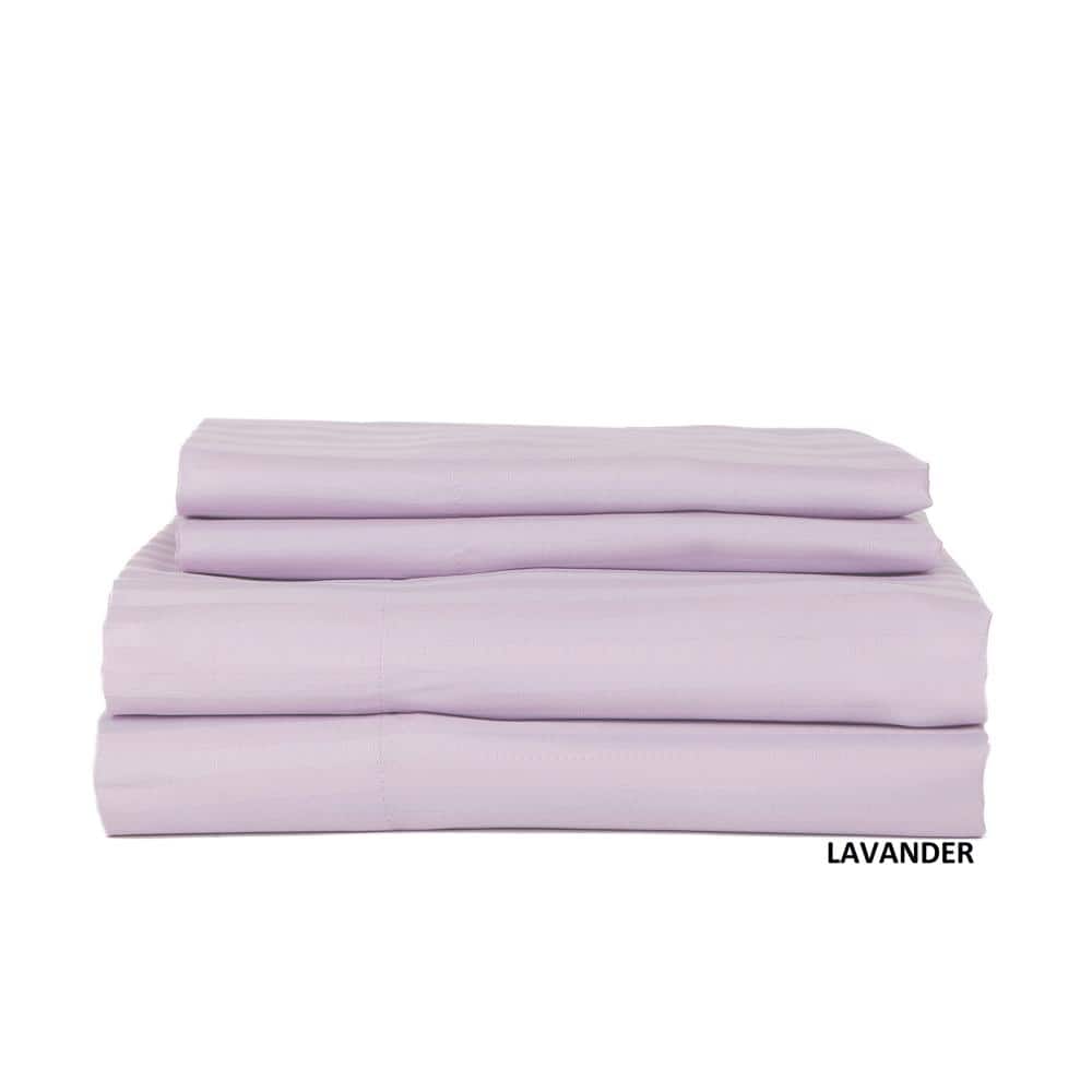 Castle Hill London - 600 Thread Count Sateen Stripe Sheet Set - Queen - Lavendar