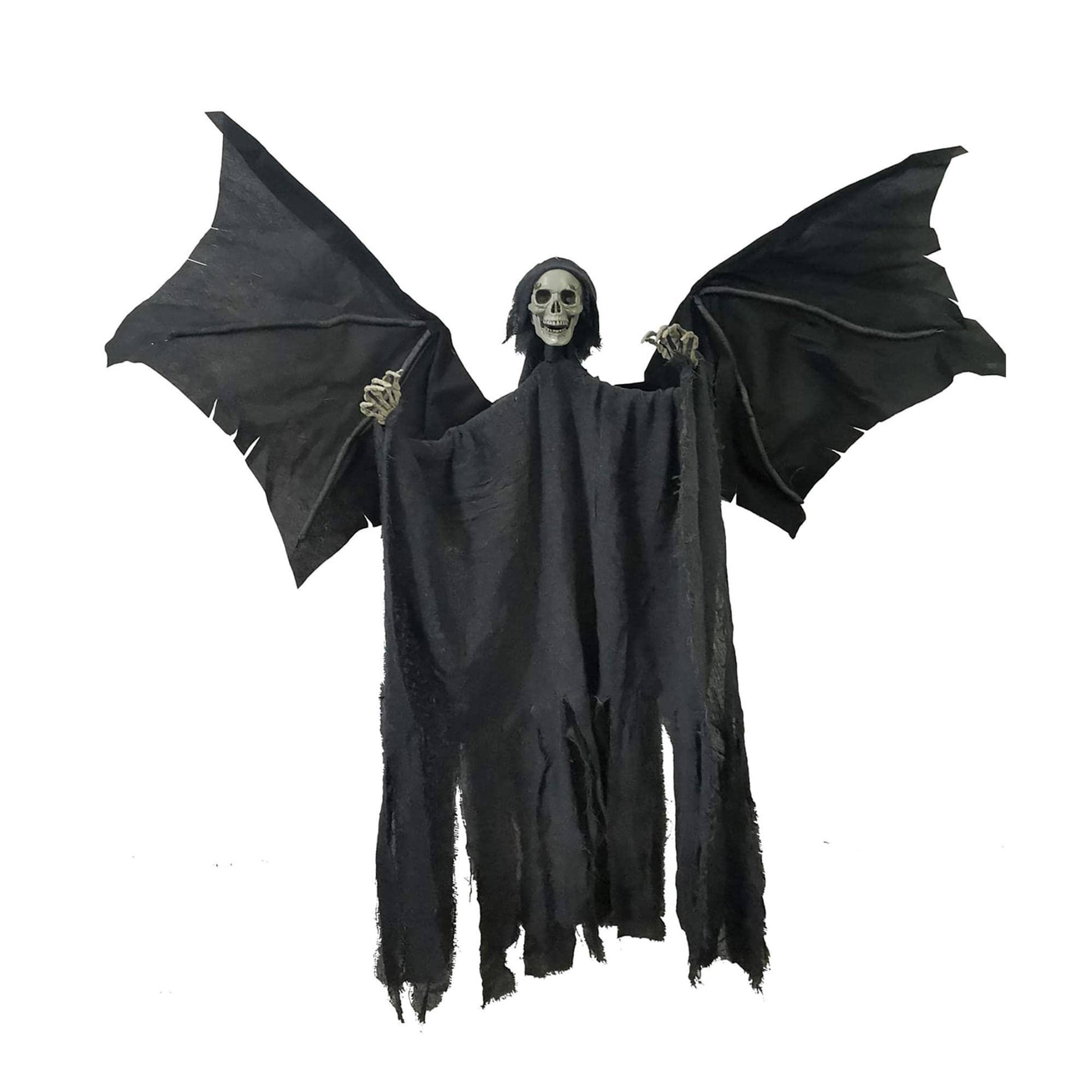 Front. Sunstar - 35 Inch Hanging Skeleton Reaper Halloween Decoration - Black.