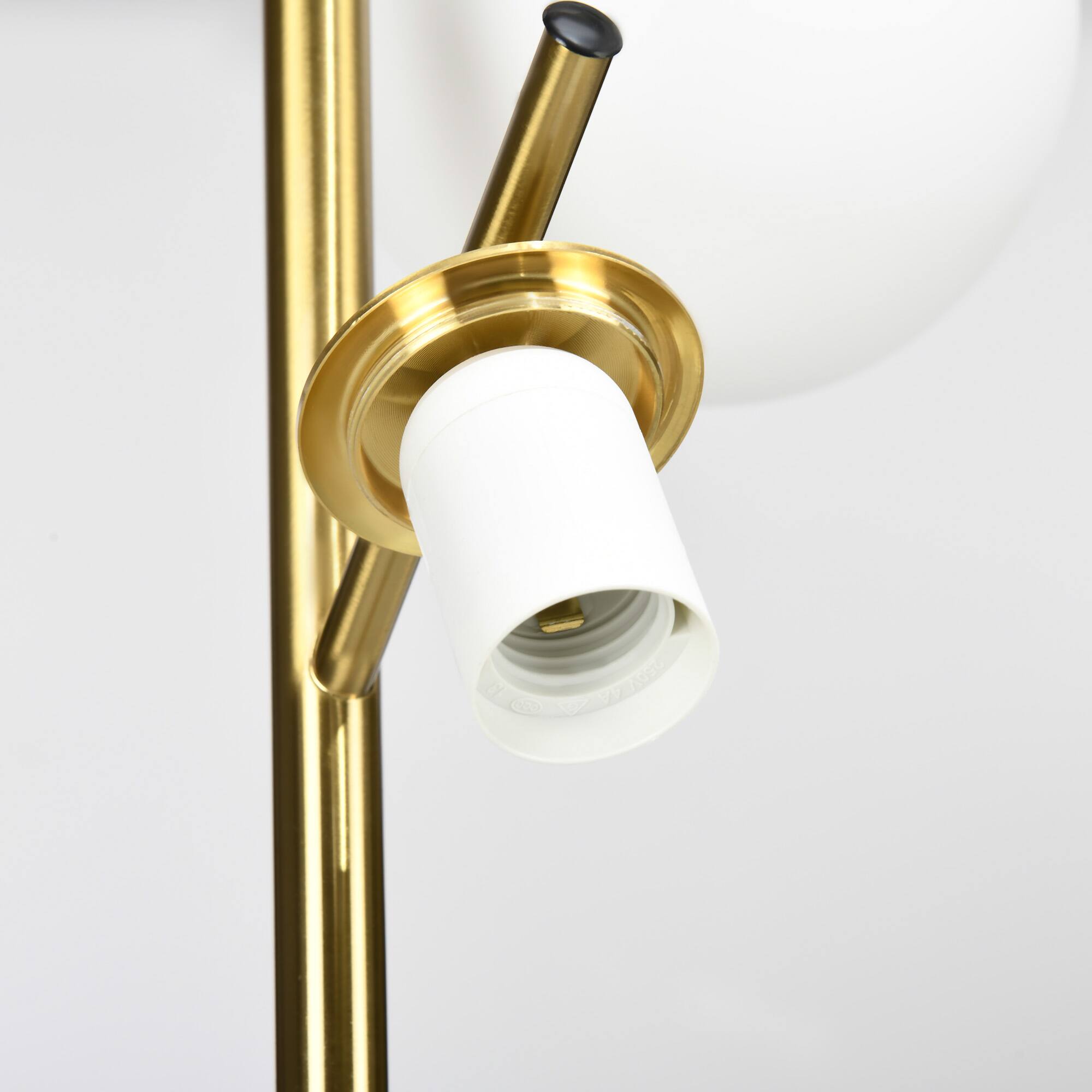 Alt View 8. Homcom - Modern 3-Light Floor Lamp for Living Room, Tree Standing Lamp with Globe Lampshades - Gold tone, white.