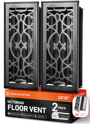 HOME INTUITION
VICTORIAN FLOOR VENT 2X10" 2 PACK
High Quality Steel
No Tools Needed
Easy Airflow
Dust Basket Included