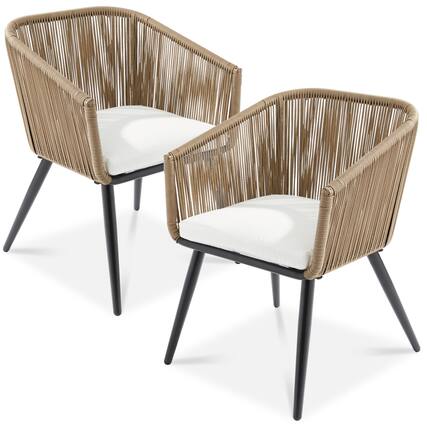Front. Best Choice Products - Best Choice Products Set of 2 Outdoor Patio Dining Chairs Woven Wicker Seating 250lb Capacity - Natural/Ivory - Natural/Ivory.
