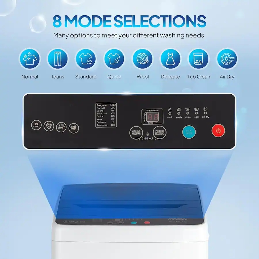 400W 3 0 Cu ft Washing Machine 30lbs Full Automat Portable Washer 8 400w-3-0-cu-ft-washing-machine-30lbs-full-automat-portable-washer-8