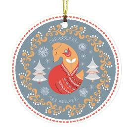 OrnamentallyYou - Ethnic Fox Scandinavian Folk Style Christmas Ornament - Multi-colored