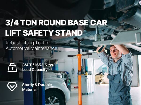 3/4 TON ROUND BASE CAR LIFT SAFETY STAND  
Robust Lifting Tool for Automotive Maintenance  

3/4 T / 1653.5 lbs Load Capacity  
Sturdy & Durable Material