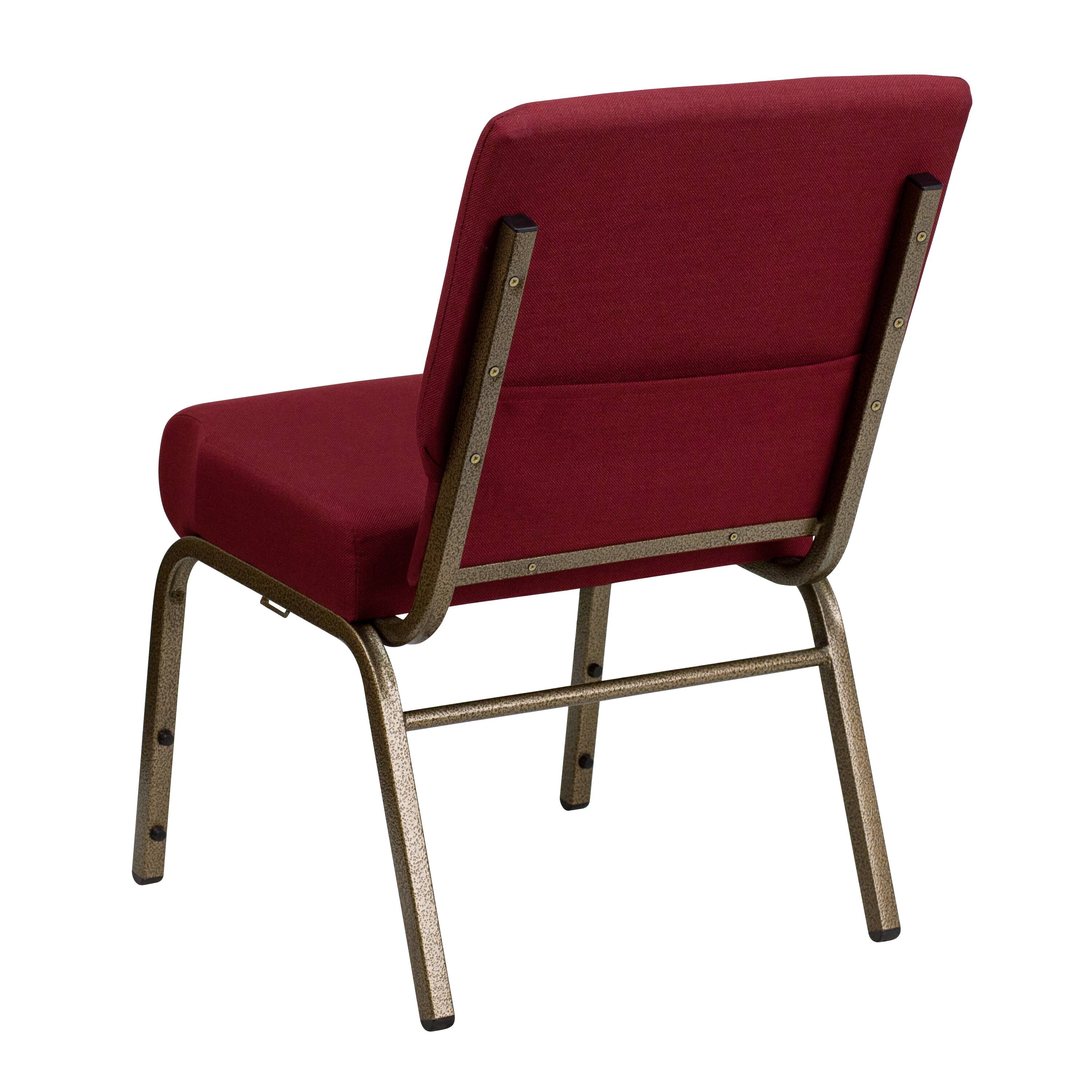 Alt View 5. Emma + Oliver - 4 Pack 21''W Stacking Church Chair - Burgundy Fabric/Gold Vein Frame.