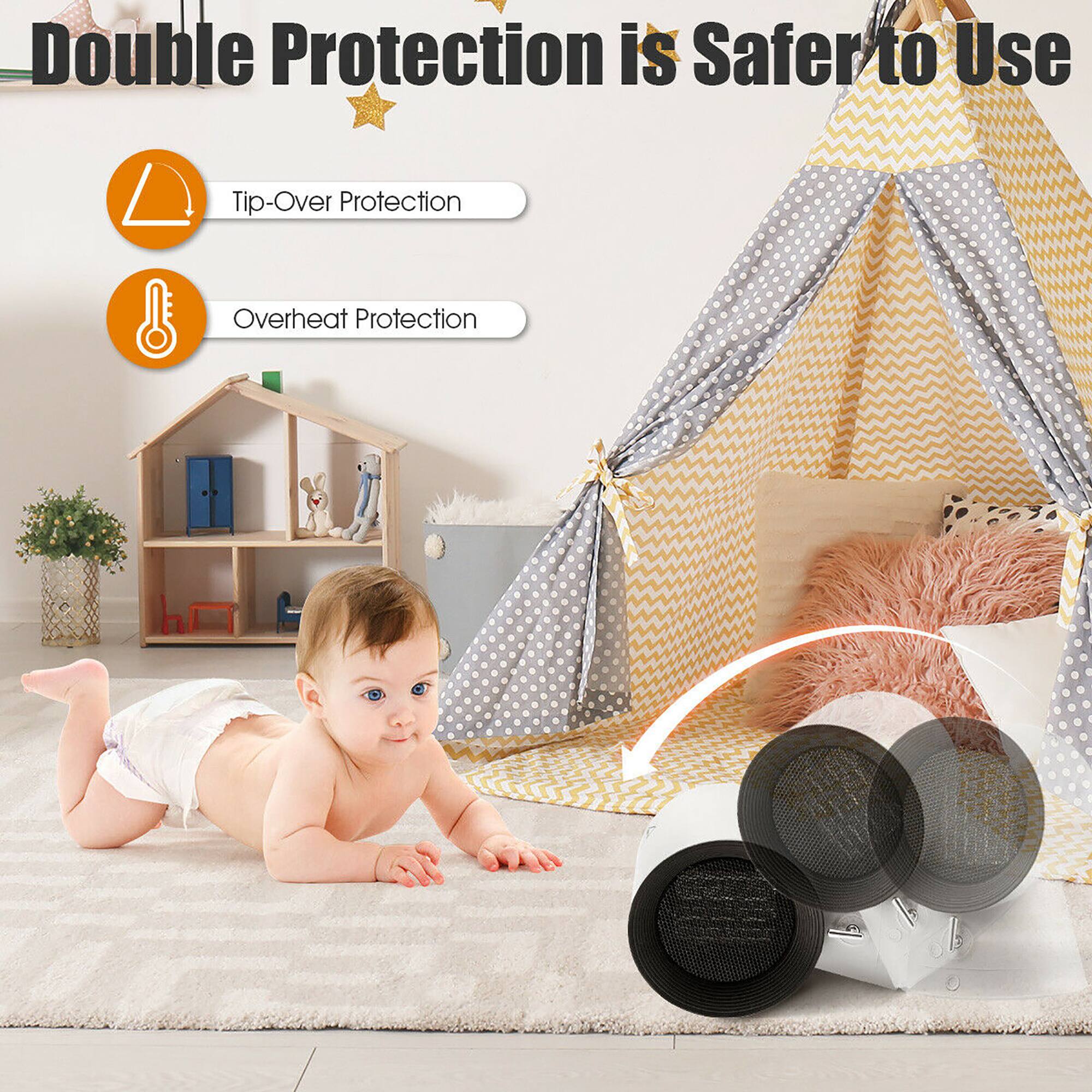 Double Protection is Safer to Use
Tip-Over Protection
Overheat Protection