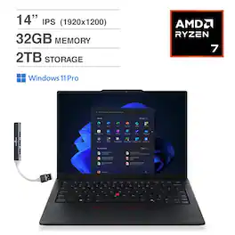 Lenovo - Thinkpad E14 Laptop 14.0 WUXGA Display (Ryzen 7 250, 32GB, 2TB SSD, AMD Radeon 780M, Win 11 Pro) w/USB Hub