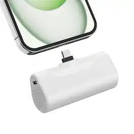 PRIMEPLUS - 4,500mAh USB-C Portable Charger for iPhone 17/16/15/Pro/Max, 20W Fast Charging, Lipstick-Size, Travel Essential - White
