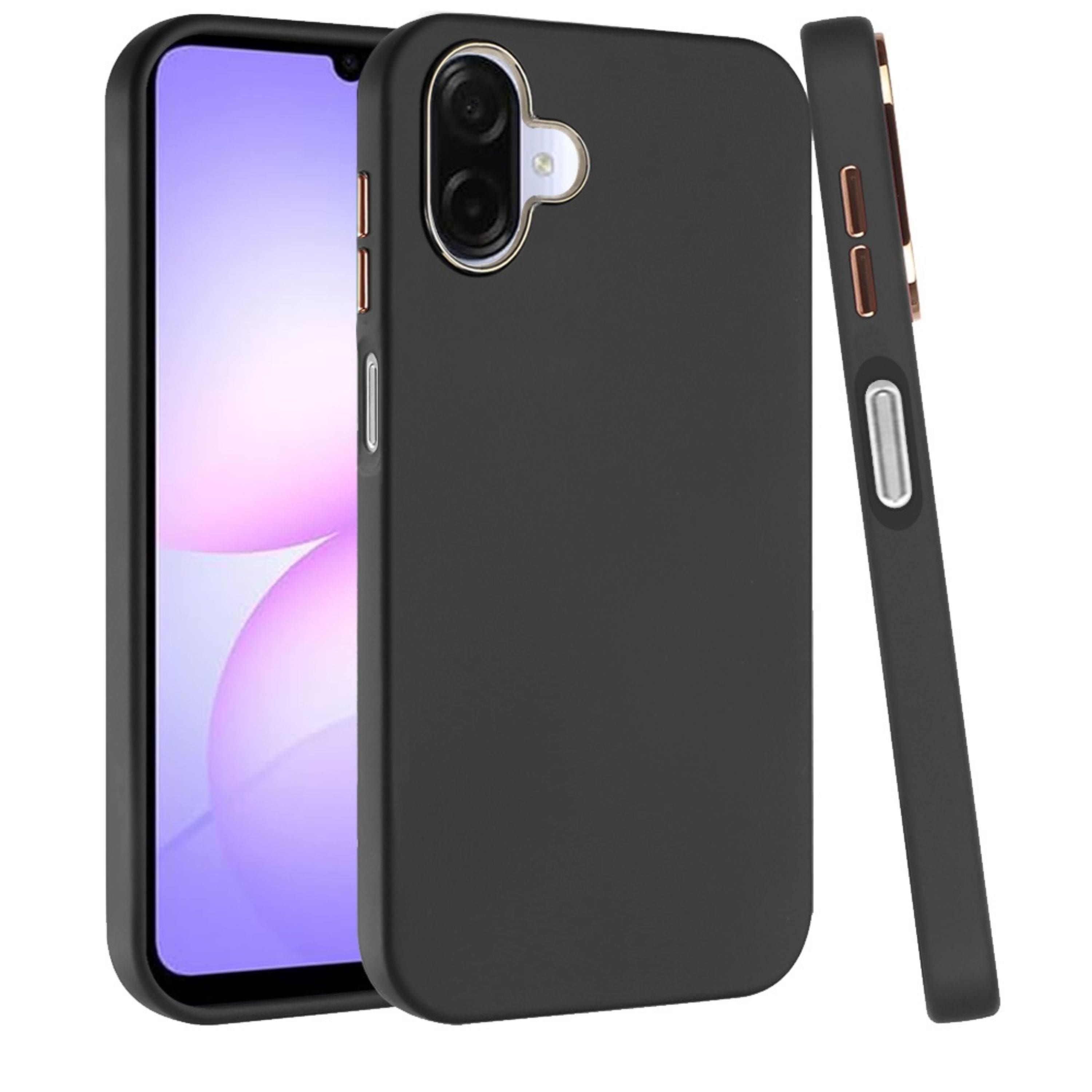 Kitcheniva - Soft Premium Feel Chromed Buttons Phone Case With Tempered Glass For Samsung Galaxy A07 - Black price history on PriceWatchPro