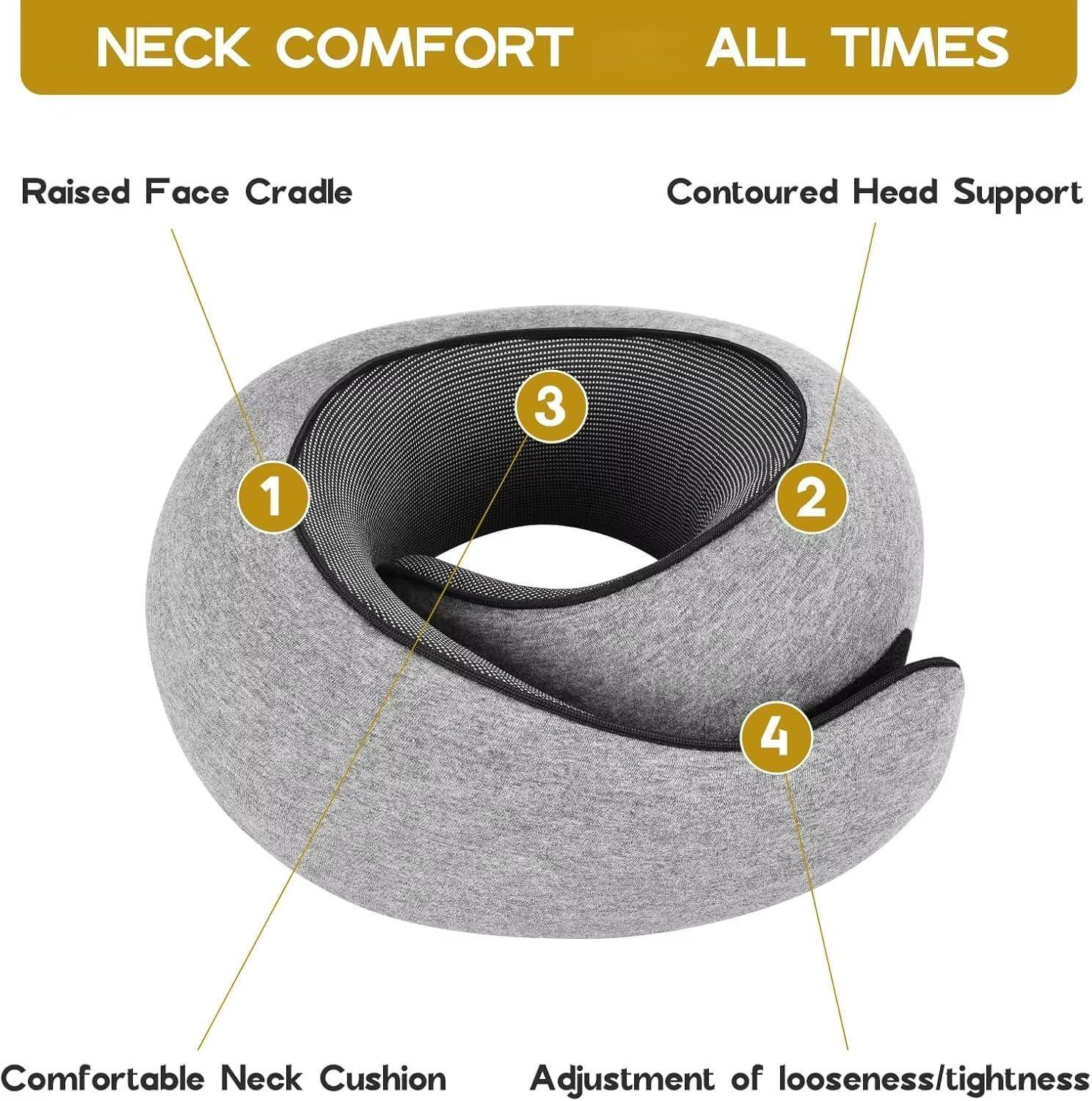NECK COMFORT ALL TIMES

1. Raised Face Cradle
2. Contoured Head Support
3. Comfortable Neck Cushion
4. Adjustment of looseness/tightness