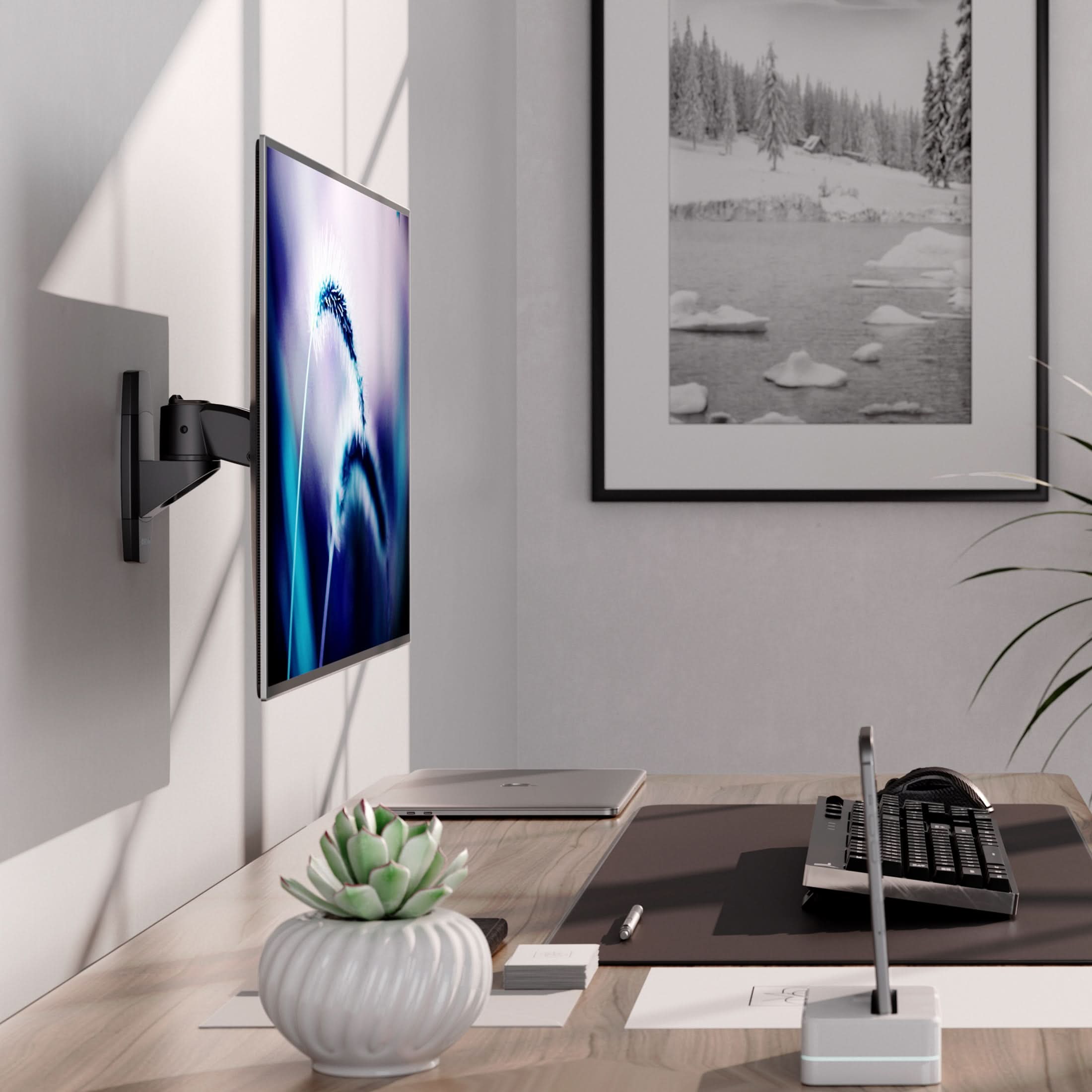 Angle. Mount-It! - CLiX Series Articulating Monitor Wall Mount for 13"-34" Screens, Swivel, Tilt, Black - Black.