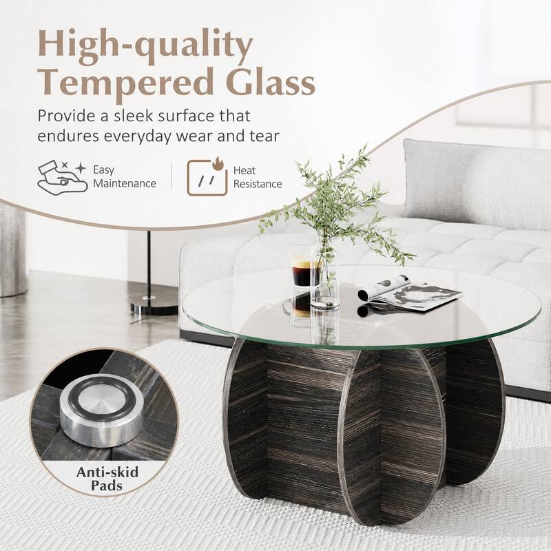 High-quality Tempered Glass  
Provide a sleek surface that endures everyday wear and tear  

Easy Maintenance  
Heat Resistance  
Anti-skid Pads