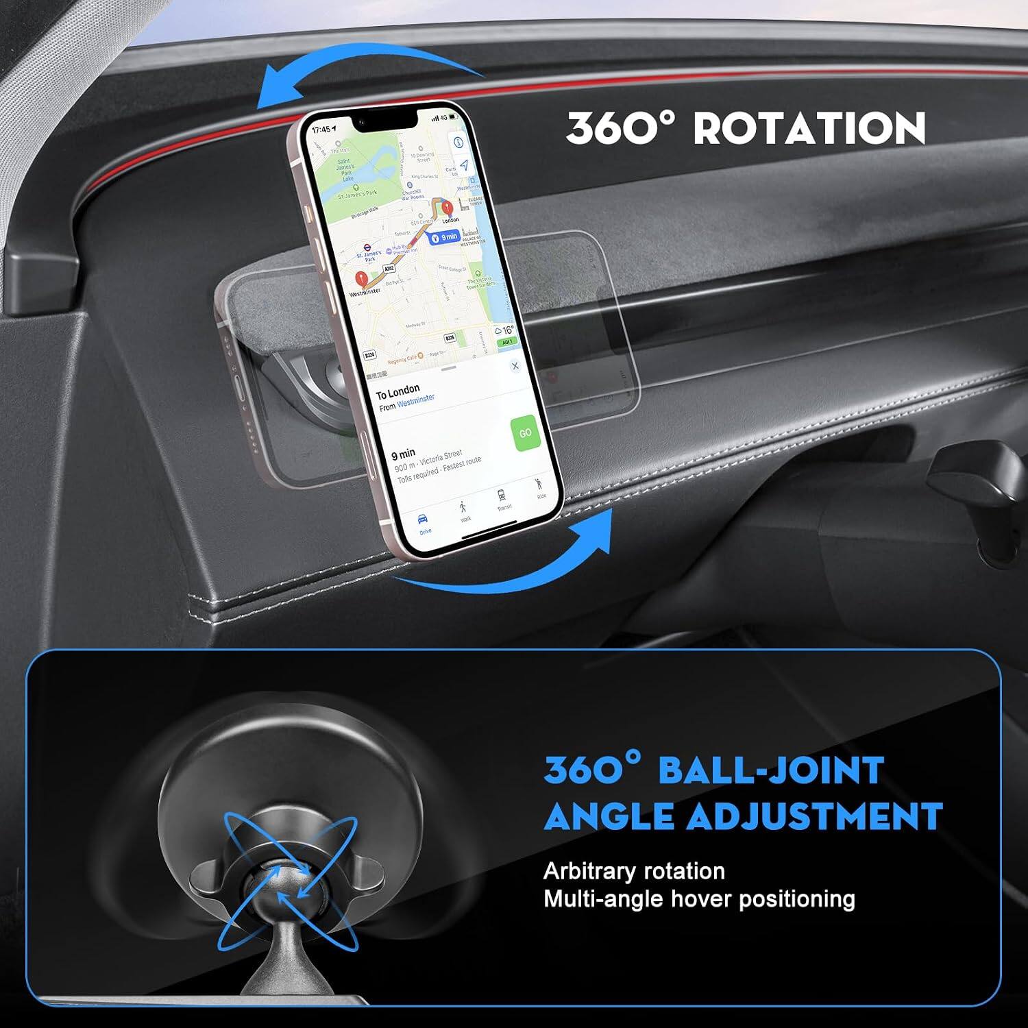 174 - 360° ROTATION  
E - an . 0 Bode - - 91 - To London Treo Westevde g min Vietoria Brean - Pesiuni - 102 resired Tola GO f  
360° BALL-JOINT ANGLE ADJUSTMENT  
Arbitrary rotation  
Multi-angle hover positioning