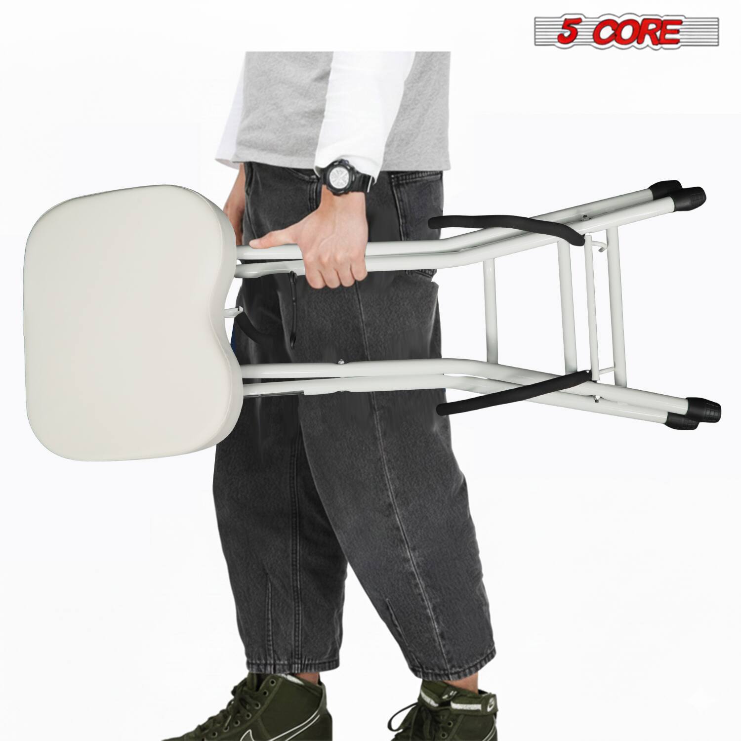 Alt View 4. 5 CORE - 5Core Guitar Stool 3.15" Padded Chair Foldable Heavy Duty Music Seat Built in Foot Rest Guitar Stand - White.
