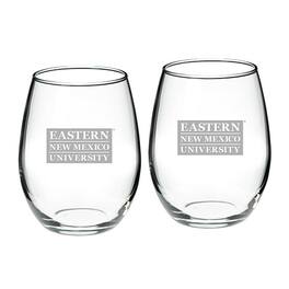 Jardine - Eastern New Mexico Greyhounds 21oz. 2-Piece Stemless Wine Glass Set - Multicolor
