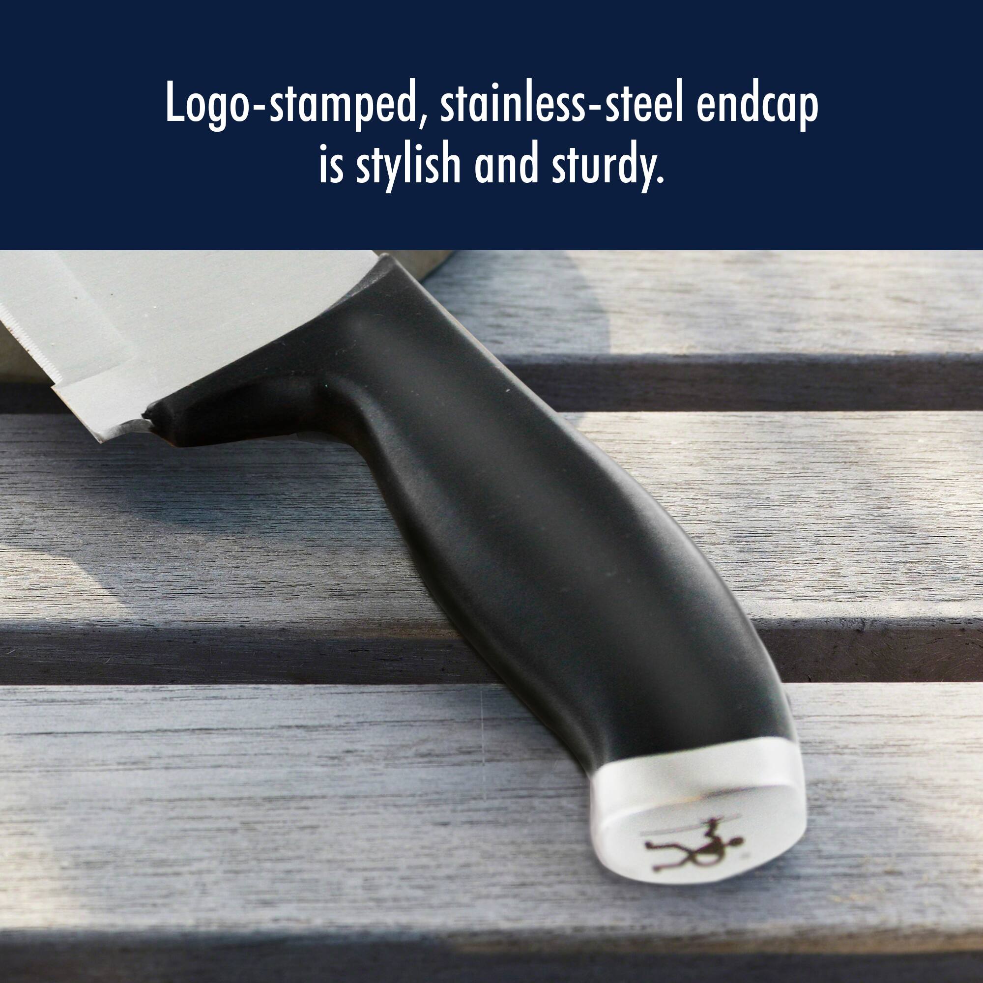 Logo-stamped, stainless-steel endcap is stylish and sturdy.