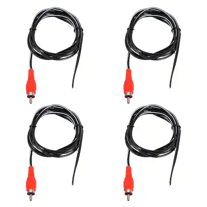 Front. Unique Bargains - 4pcs 5ft RCA Audio Subwoofer Cable, 1 RCA Male Plug to Bare Wire Open End Audio Video Speaker for Amplifier Home Theater - Red.