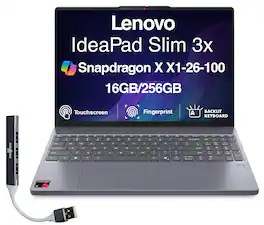 Lenovo - Upgraded - IdeaPad Slim 3x Laptop 15.3 WUXGA (Snapdragon X X1-26-100, 16GB LPDDR5X, 256GB SSD, Win 11 Pro) w/USB Hub - Luna Grey