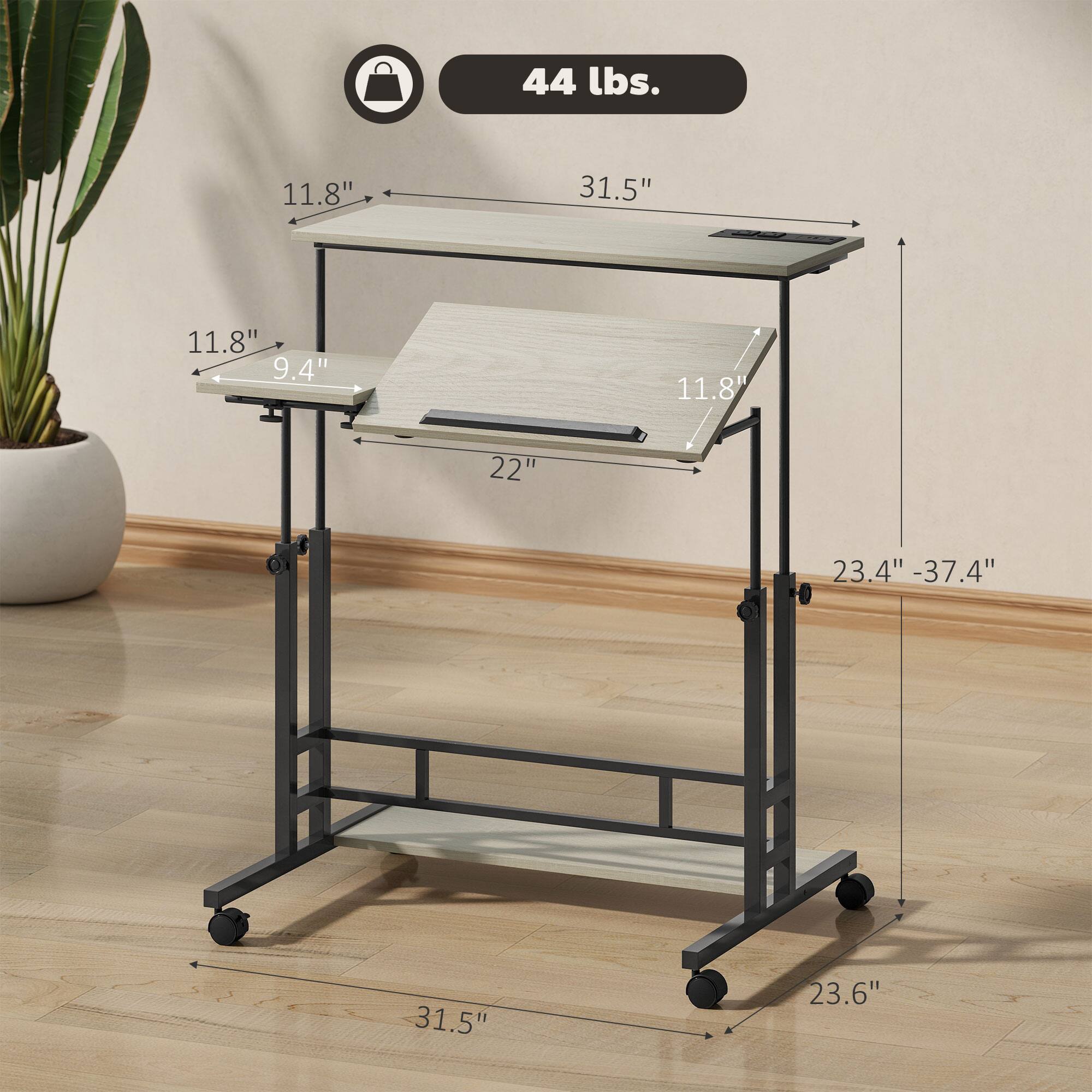 44 lbs.

11.8" x 31.5" x 11.8"

9.4" x 22"

23.4" - 37.4" (adjustable height)

31.5" (width)

23.6" (depth)