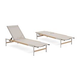 Ecooso - Set of 2 Aluminum Outdoor Chaise Lounges with Breathable Mesh Seats, Ergonomic Design, and Weather-Resistant Frame - Natural,Silver