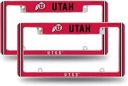 Rico Industries - Utah NCAA Utes (Set of 2) Chrome Metal License Plate Frames with Bold Full Frame Design - Multi