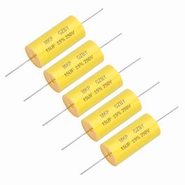 Unique Bargains - 5pcs 15uf Frequency Divider Capacitor, 250V Axial Audio Speaker Crossover MKP Film Capacitor - Yellow