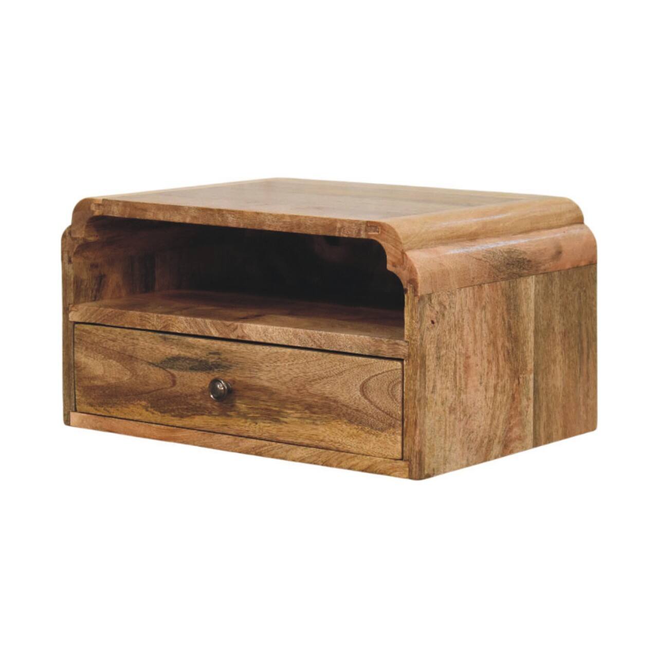 Left. Artisan Furniture - Artisan Furniture Solid Wood Avora Wall-Mounted Bedside - Beige.