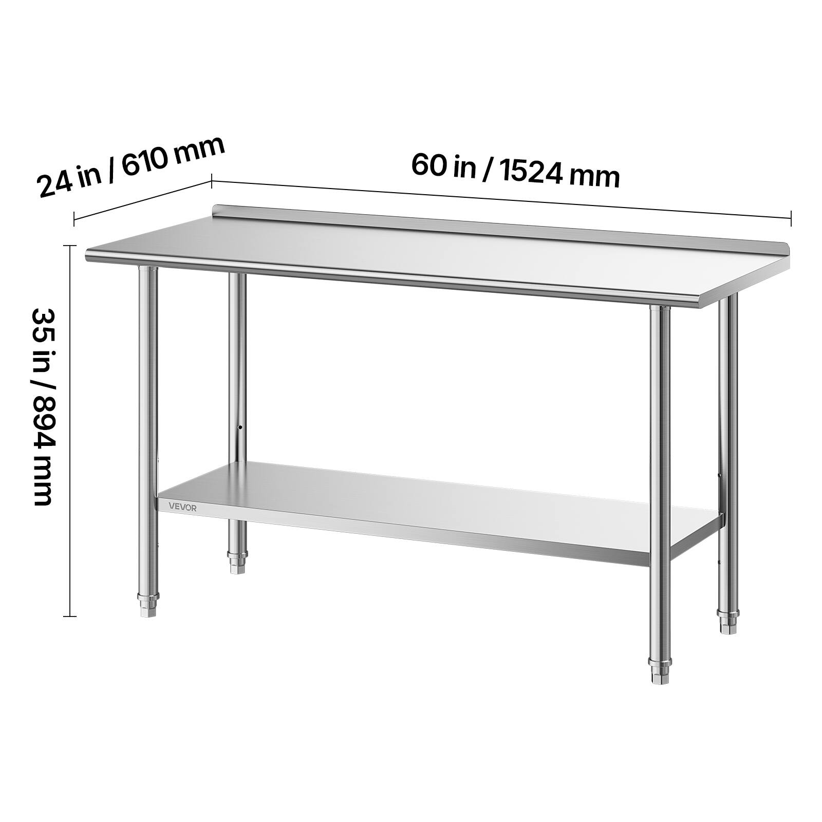 610 mm / 24 in  
60 in / 1524 mm  
35 in / 894 mm  
VEVOR