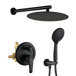Boyel Living - 5-Spray Patterns with 2.35 GPM 12 in. Wall Mount Dual Shower Heads with Valve Included - Matte Black
