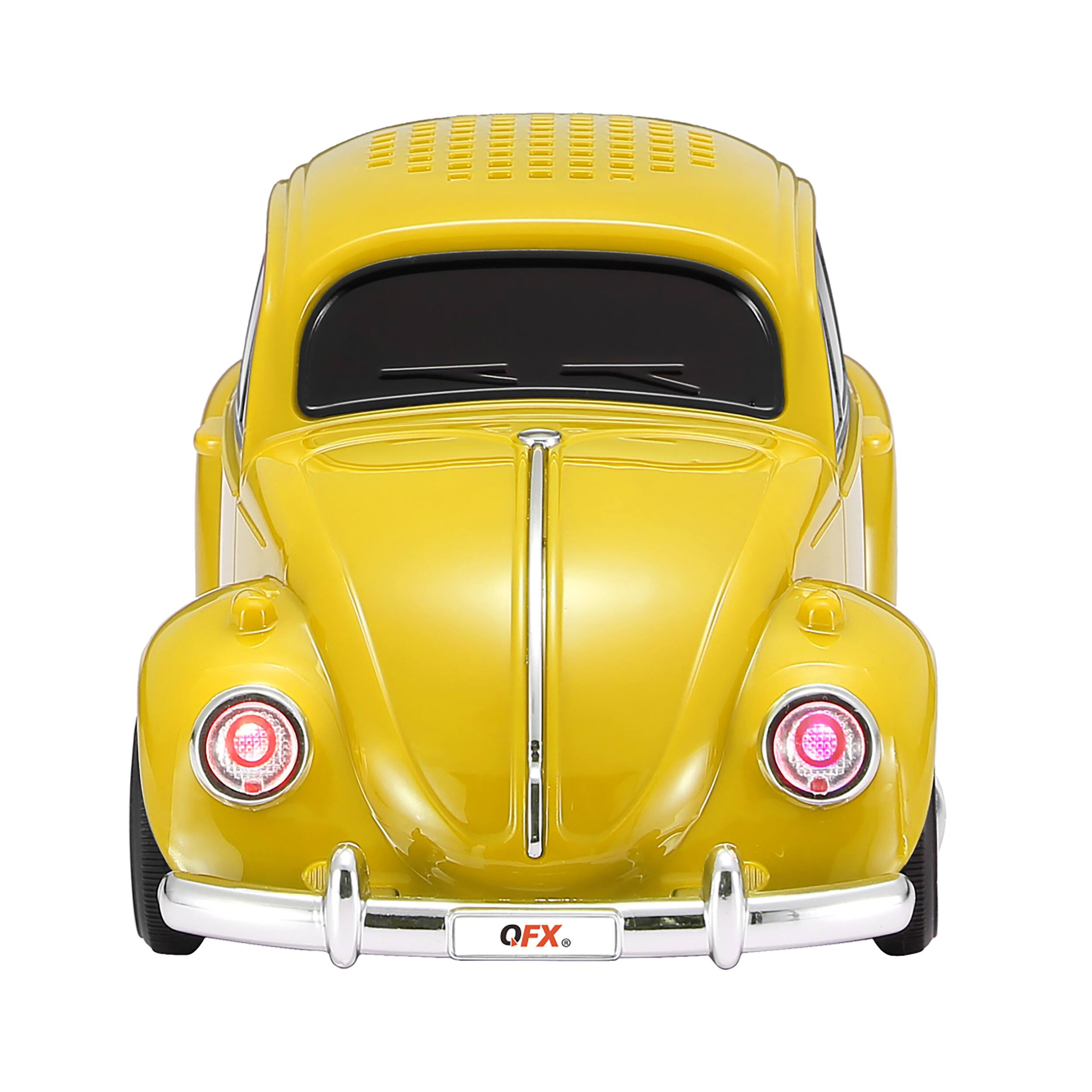 Alt View 1. QFX - Retro Car Portable Bluetooth Speaker with Bass Radiator and LED Lights - Yellow.